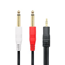 Baolongking 3.5mm to 6.35mm Stereo Cable, Mini Jack TRS Stereo to Dual 6.35mm TS Mono Y-Splitter Audio Cable Aux to Jack Breakout Cord Lead (1.5M)