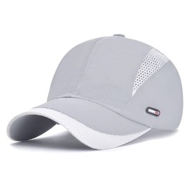FREESE Sports Cap, Hat, Running, Jogging, Moisture Wicking, Quick Drying, Mesh, UV Protection, Men's, gray (light gray), Free size