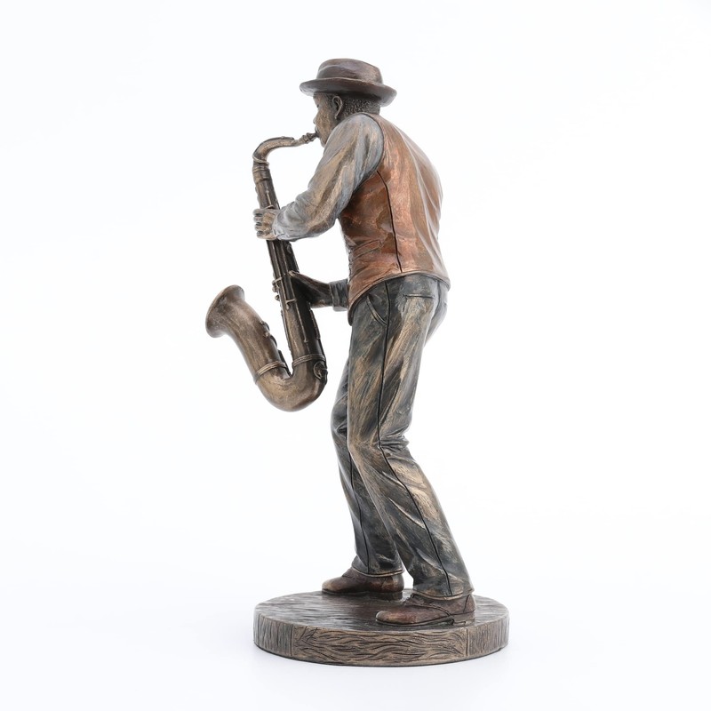 Veronese Design 7 1/4" Jazz Band Saxophonist Resin Figurine Bronze