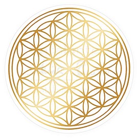 atalantes spirit Flower of Life Sticker Set L: 3 x 3 cm, 3 x 5 cm, 3 x 9 cm with Protective Lacquer – Colour Gold – Foil Transparent Sticker