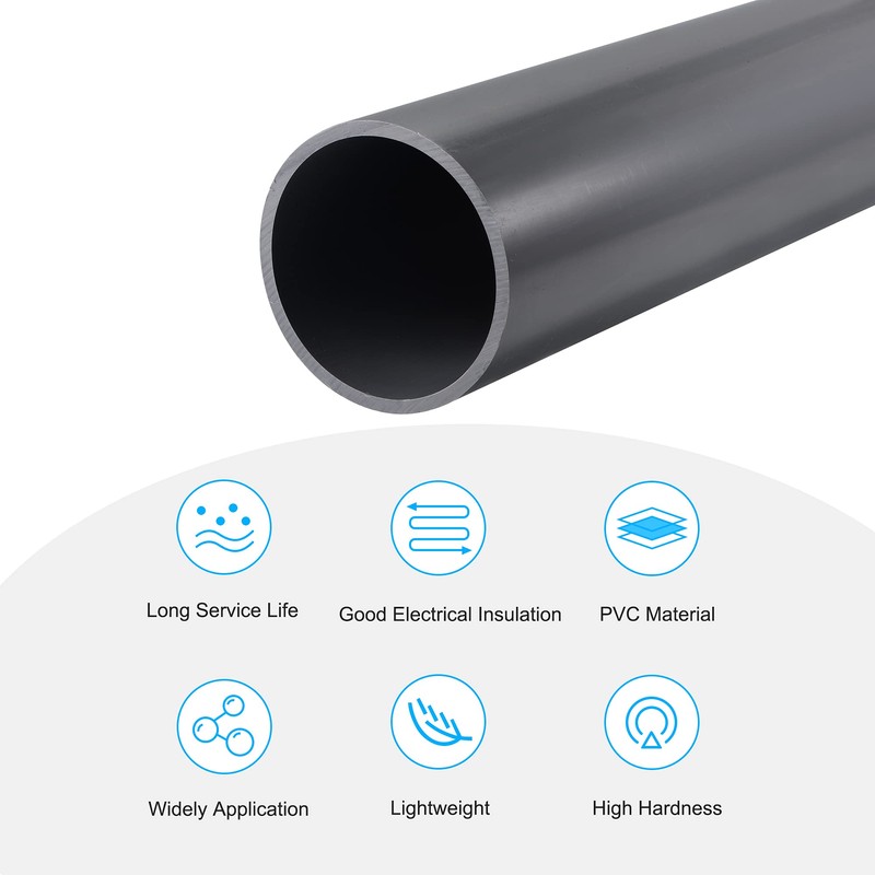 sourcing map PVC Rigid Round Pipe 81.4mm ID 90mm OD