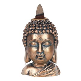 Bronze Resin Buddha Head Backflow Burner - 9cm x 6cm (1 Pc.) - Unique & Eye-Catching Design - Enhance Relaxation & Meditation - Ideal for Artistic Home Decor