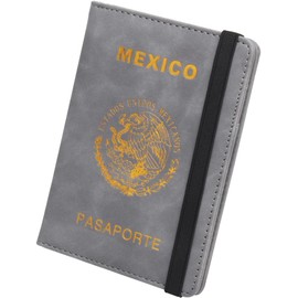 Lumbor37 Cartera Portapasaportes para Pasaporte RFID, Portapasaportes y Tarjeta de Cuero PU de Alta Calidad Visa Retro (Gris)