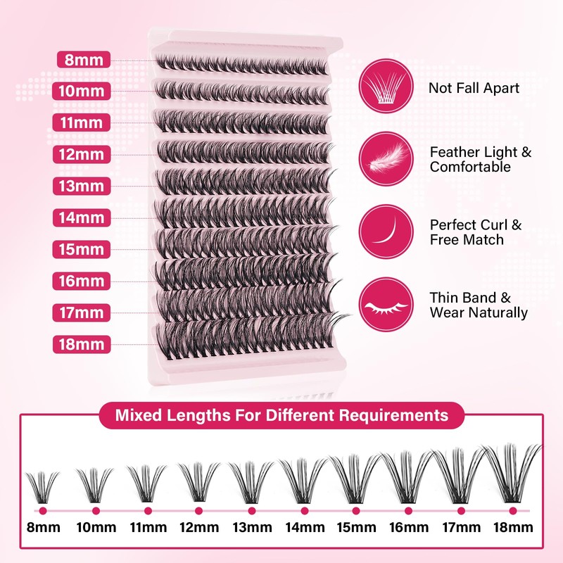Pro DIY Eyelash Extension Kit, Individual Eyelash Kit with 200