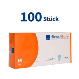ABENA Nitrile Disposable Gloves Pack of 100 (Size M) Food Safe, Tear-Resistant, Latex-Free, Powder-Free, Hygienic Gloves Suitable for Cleaning Work, Beauty Salon, Tattoo and Home