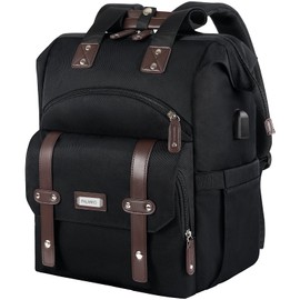 FALANKO Laptop Backpack For Women, Work Doctor Teacher Nurse Wide Open College 17.3 Inch Laptops Backpack Purse with USB Charging Port, Travel Water Resistant RFID Computer Bag for Men Women Black