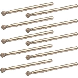 10Pcs Diamond Ball Sphere Head Drill Bits, Grinding Mounted Point Burr Bit Rotary Tools for Carving, Etching, Sanding (3x3.5mm)