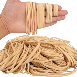 AOUOU Rubber Bands Assorted Sizes 4sizes Beige Net Weight 190grams Elastic Bands for Office supplies 40mm 60mm 80mm 120mm