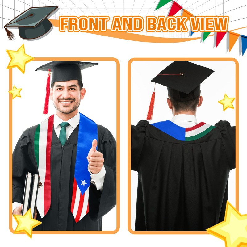 Vcmaluco Graduation Stole Sash American Guatemala Flag Graduation Stole Sash