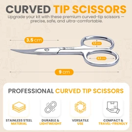 Nail Scissors Curved Cuticle Sharp Multipurpose Beauty & Grooming Shears for Eyebrows, Eyelashes, Toenails, Manicure, Pedicure, Nose, Trimming Cuticles, and Dry Skin Women & Men (Chrome)