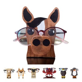 KhuaArt Newsukie,Wooden Animal Glasses Holder - Cute Cute Eyeglasses Stand,Carving Sunglasses Eyeglass Display Stand,Newsukie Creative Gift Glasses Holder for Desk (Horse)