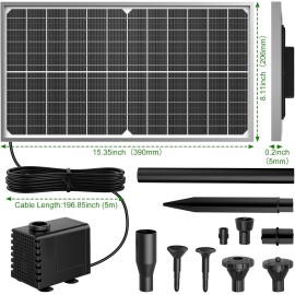 AMZtime 15W Solar Fountain Pump with Upgraded Glass Solar Panels for Birdbath, Fish Pond