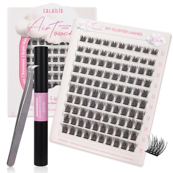 CALAILIS CE103KIT Eyelash Extensions Set, 100 Pieces, Individual Eyelash Clusters,