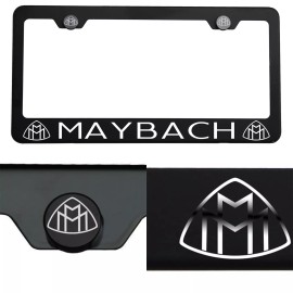 KA Laser Engraved Maybach Mirror Matte Black License Plate Frame Stainless Steel