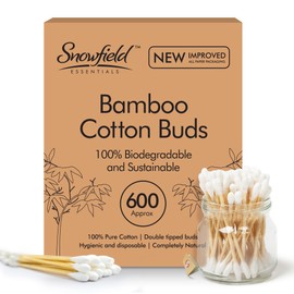 600PCS Bamboo Cotton Buds | Cotton Buds Biodegradable | Cotton Ear Buds for Ear Cleaning | Cotton Wool Buds for Makeup Application | Cotton Bud for Cotton Swabs Ear Sticks