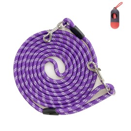 Codepets Long Rope Dog Leash for Dog Training 12FT 20FT 30FT 50FT, Reflective Threads Dog Leashes Tie-Out Check Cord Recall Training Agility Lead for Large Medium Small Dogs (10mm50ft, Purple)