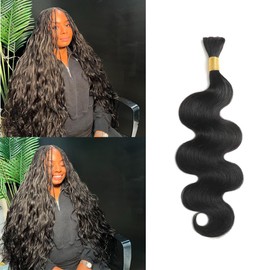Human Braiding Hair 1 Bundle 100g Body Wave Bulk Human Hair for Braiding No Weft 12A Brazilian Virgin Curly Human Hair Extensions for Boho Braids 100% Remy Human Hair Extensions (20 Inch)