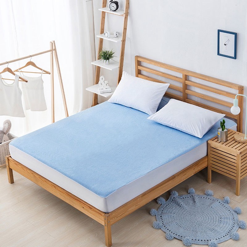 Waterproof Anti mite Mattress Pad Cover Fitted Sheet Blue 150*200+30cm