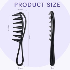 Pack of 2 Shark Tooth Combs, Wide Tooth Combs, Antistatic Comb for Home Salon, Hairdressing Comb, for Various Types of Hair Hair Comb (Black)