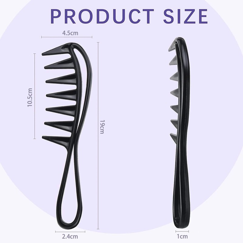 Pack of 2 Shark Tooth Combs, Wide Tooth Combs, Antistatic