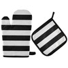 susiyo Classic Black and White Striped Oven Mitts and Potholders