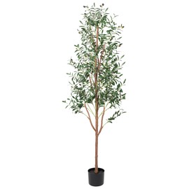 CQURE Faux Olive Tree 7ft, Fake Tall Olive Tree Artificial Plants with Branches Fruit for Home Bedroom Kitchen Room Decor Indoor
