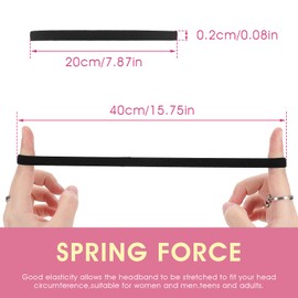 Pack of 4 Men's Sports Thin Elastic Headband Boys Hair Bands Non-Slip Hair Band Women for Gym Hockey Football Tennis Yoga Running (Black, White, Grey, Pink)