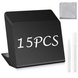 OmniSpecial 15 Pcs Mini Chalkboard Signs 4"x3", Small Chalkboard Signs for Food Labels, Wedding and Bakery, Tabletop Chalkboard Signs, Mini Blackboard Signs with 2 Liquid Chalk Markers and 1 Cleaning Cloth