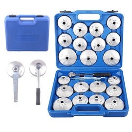 DAYUAN 23pcs Aluminum Alloy Cup Type Oil Filter Cap Wrench Socket Removal Tool Set 1/2" dr. with a Storage Case