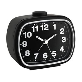 TFA Dostmann Analogue Alarm Clock, 60.1017.01, Retro Design, Backlight, Black, (L) 110 x (B) 60 x (H) 92 mm