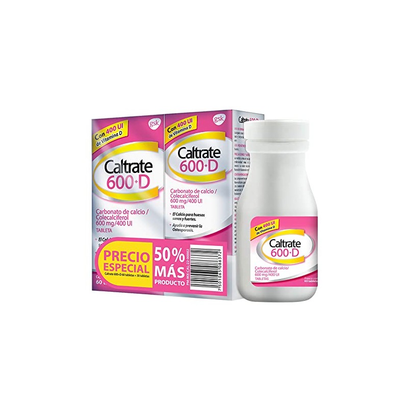 Caltrate Suplemento de Calcio 600 +D 600mg / 400 UI