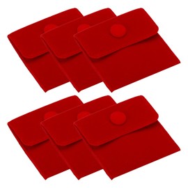 PATIKIL 7x7cm Jewelry Pouches with Snap Button, 6 Pack Velvet Jewelry Pouches Portable Soft Storage for Necklace Bracelet Earring Watch Rings Brooch, Red