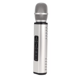 K6 Handheld Microphone, Karaoke Bluetooth Microphone, Portable Noise Cancelling Microphone Speaker Machine for Adults Kids Pc Smartphones (Silver)