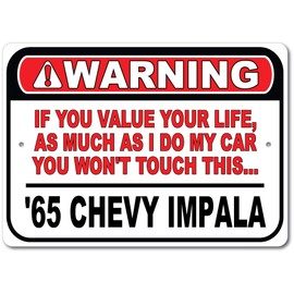 1965 65 Chevy Impala Don't Touch My Car, Metal Wall Decor, Garage Sign, GM Car Sign - 10" x 14"