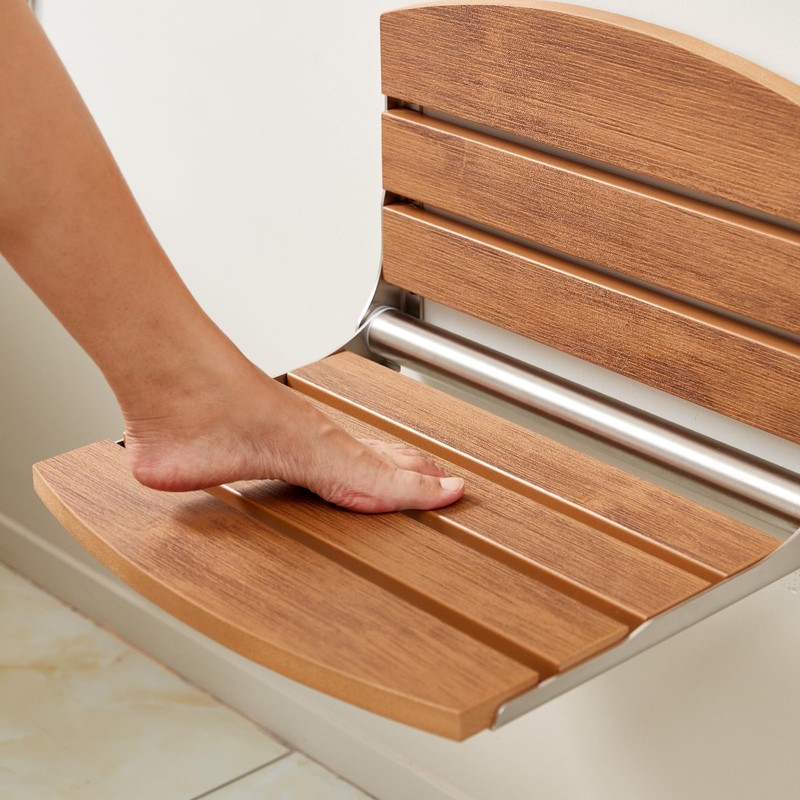 17.5" Folding Shower Seat Wall Mounted,Foldable Shower Bench,Fold Down Shower