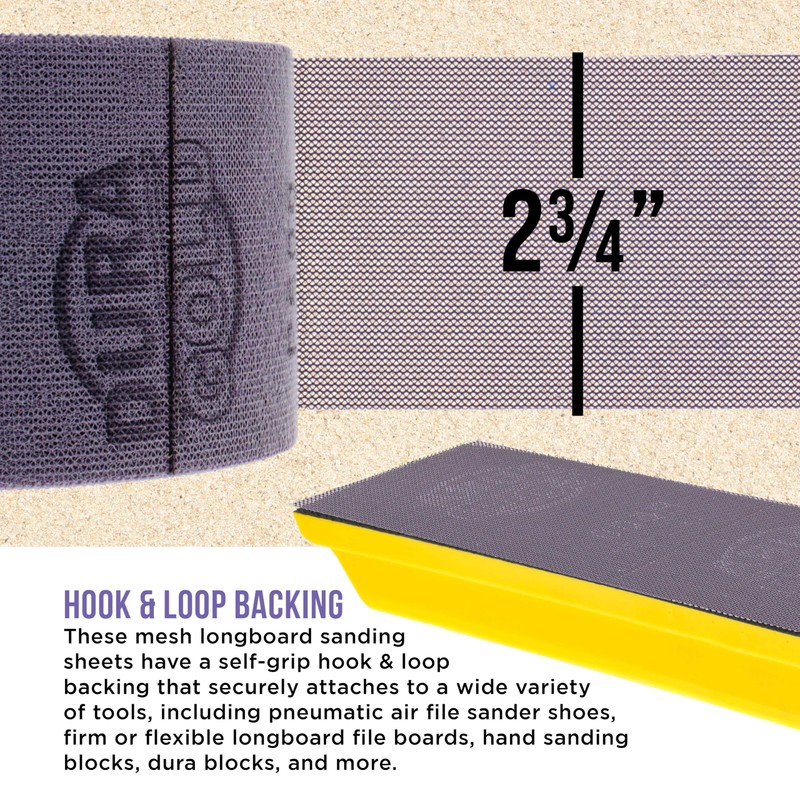 Dura-Gold Premium 400 Grit Purple Ceramic Mesh Longboard Sandpaper, 2-3/4"