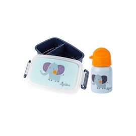 SIGIKID Nursery Set Drinking Bottle & Lunch Box Blue Elephant One Size