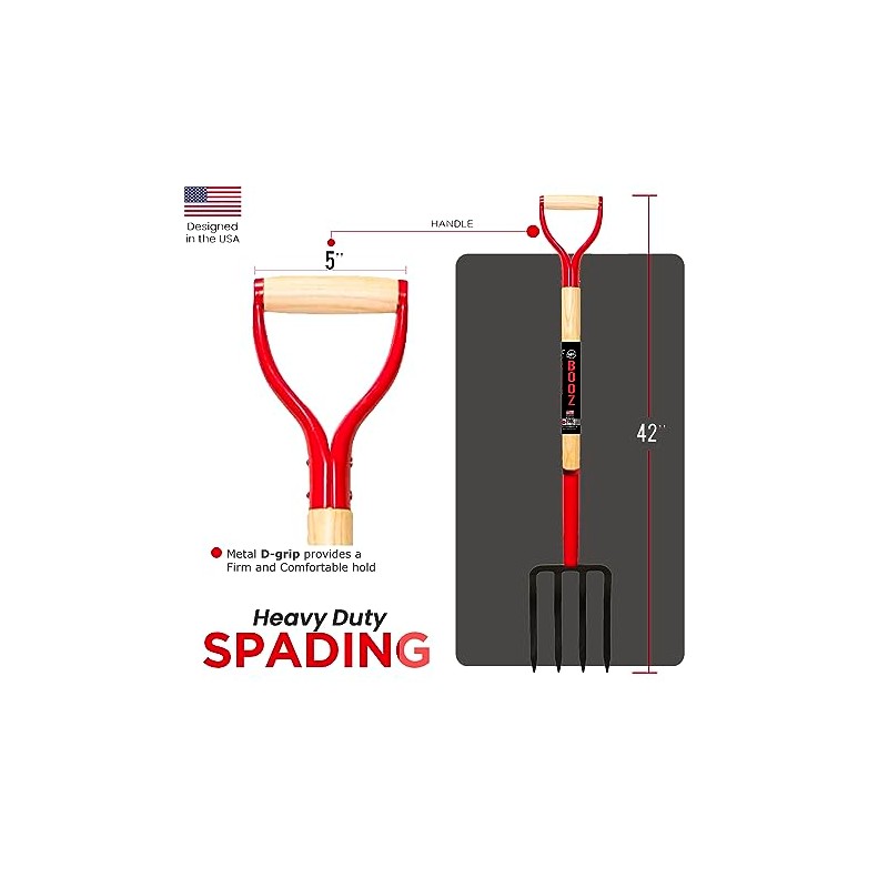 MWC Spading Fork – Pitchfork 4 Tines, 30 Inch Wood