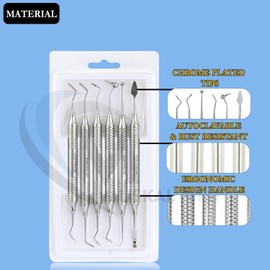 MuskalMed Dental Composite Filling Instruments Professional Dental Filling Repair kit Permanent Composite Dental Chrome Plated Coated Tips Non Stick Restoration Smooth Tooth Filler 6 PC DS-1621