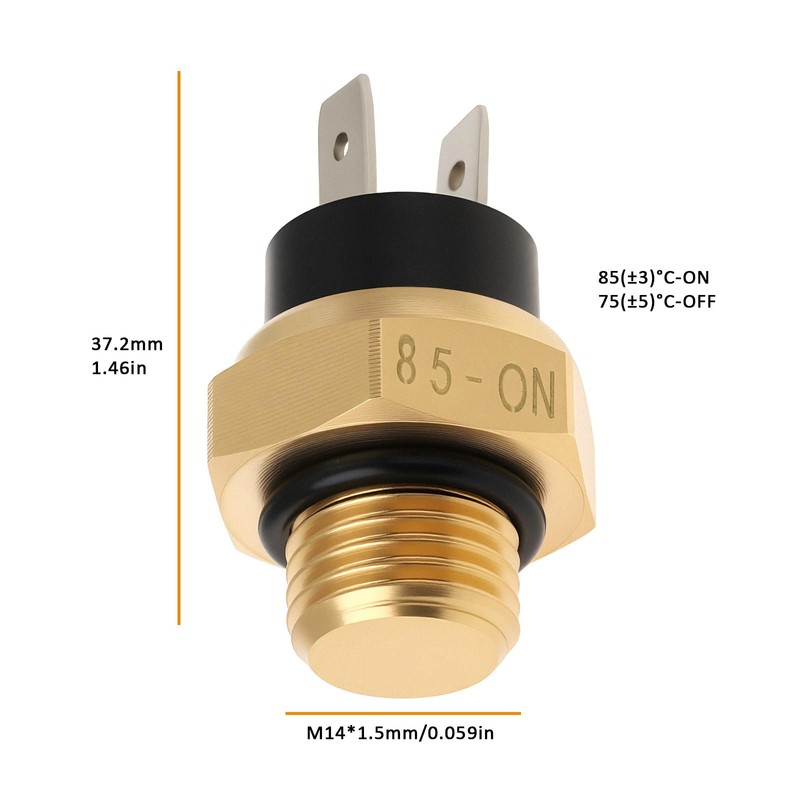 eMagTech Motorcycle 2-Pin Radiator Fan Switch Sensor M14 x 1.5