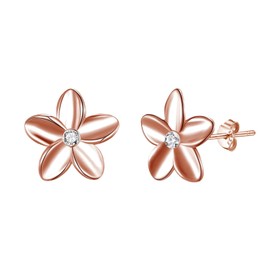 Philip Jones Rose Gold Plated Sterling Silver Flower Earrings Created with Zircondia® Crystals