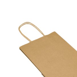 PTP BAGS Natural 5.75" x 3.25" x 8.3" Tote Bags [Pack of 100] Recyclable Kraft Paper Gift Bags