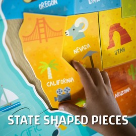 Chuckle & Roar - USA Map Floor Puzzle for Kids - Giant Puzzle with 50 State-Shaped Pieces - Educational Geography Puzzle for Preschool Hands - 3 ft x 2 ft Jumbo America Puzzle Ages 4+