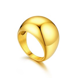 Stainless Steel Bold Dome Ring Size 12, Gold Chunky Polished Rings for Women