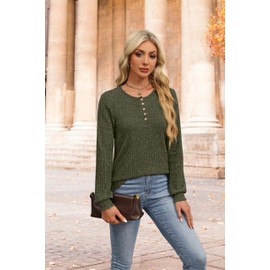 XIEERDUO Fall Outfits for Women 2025 Women's Fashion Long Sleeve Sweater Trendy Clothes Work Shirts Armygreen L