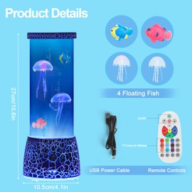 2 Pack Jellyfish Lamp, 16 Colors LED Night Light with Remote, USB/Battery