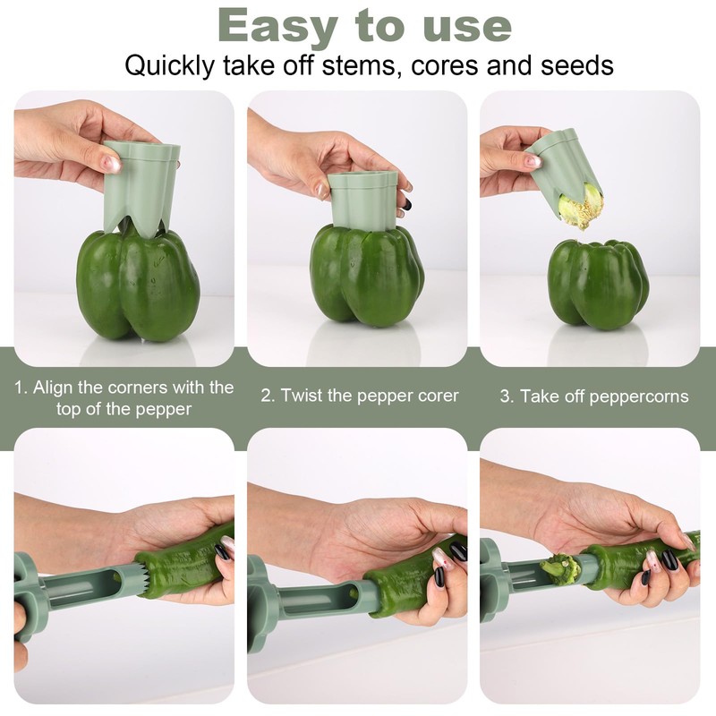 2pcs Pepper Corer Tool, 4.45x2.2x2.2in Pepper Deseeder Bell Pepper Core