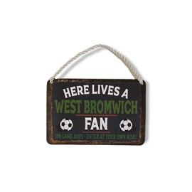 Metal Tin Sign - West Brom Football Soccer Sports - Wall Plaque Retro Vintage 18X12 Cm Decorative Sign - For Bar Pub Dining Room Kitchen Bedroom Office Garage - Funny Stylish Gift