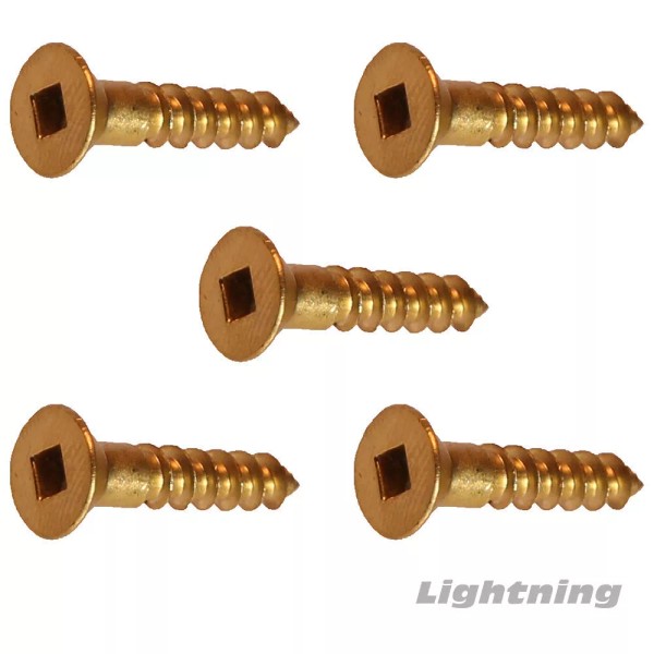 Fastenere #6 x 1-1/4" Brass Wood Screws Square Drive, Flat