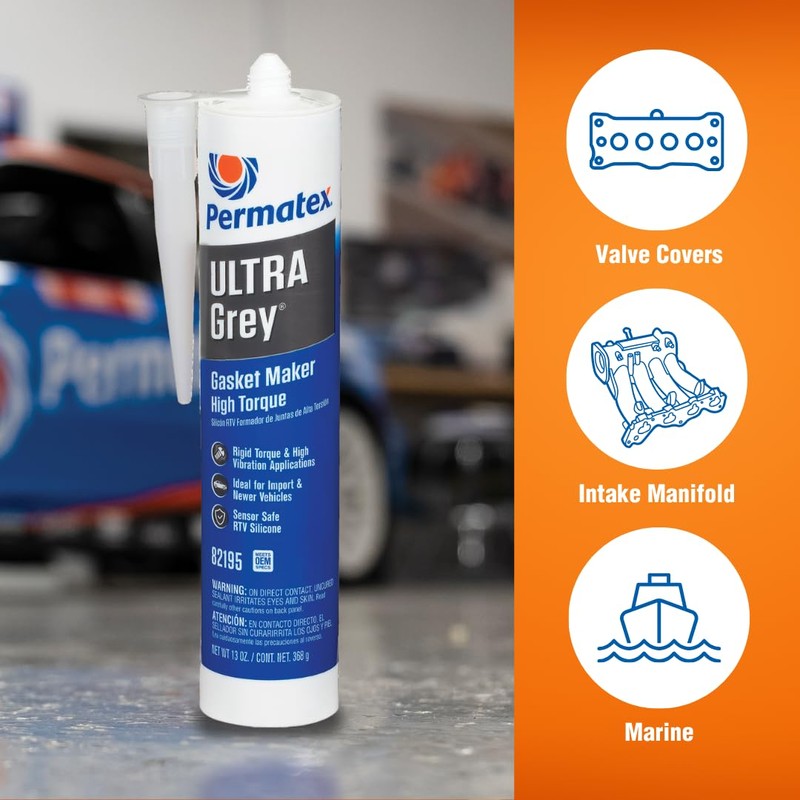 Permatex 82195 Ultra Grey Rigid High-Torque RTV Silicone Gasket Maker,